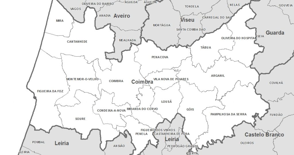 Mapas de Portugal - Distrito de Coimbra