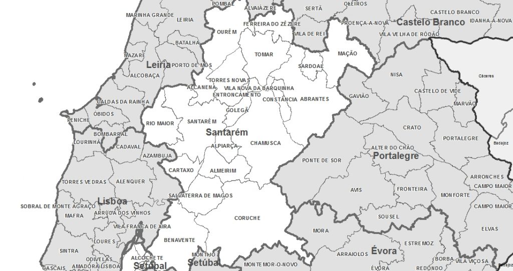 Mapa de Portugal - Distrito de Santarém
